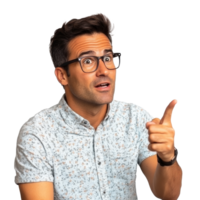 Surprised man explaining a point with enthusiasm png