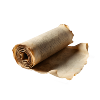Aged Parchment Scroll with Ancient Text on Transparent Background png
