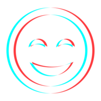 Cartoon smile emoticon symbol, icon in 3d effect with blue and red color png