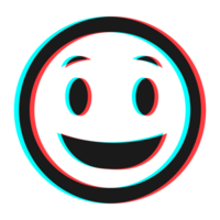 Cartoon smile emoticon symbol, icon in 3d effect with blue and red color png