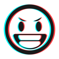 Cartoon smile emoticon symbol, icon in 3d effect with blue and red color png