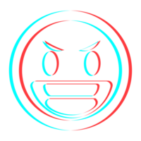 Cartoon smile emoticon symbol, icon in 3d effect with blue and red color png