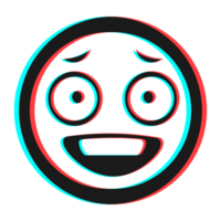 Cartoon smile emoticon symbol, icon in 3d effect with blue and red color png