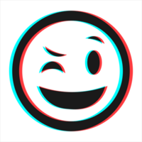 Cartoon smile emoticon symbol, icon in 3d effect with blue and red color png