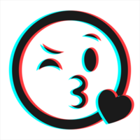 Cartoon smile emoticon symbol, icon in 3d effect with blue and red color png