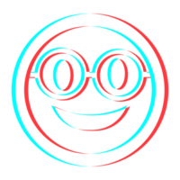 Cartoon smile emoticon symbol, icon in 3d effect with blue and red color png