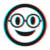 Cartoon smile emoticon symbol, icon in 3d effect with blue and red color png