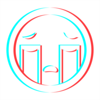 Cartoon smile emoticon symbol, icon in 3d effect with blue and red color png