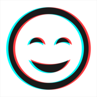 Cartoon smile emoticon symbol, icon in 3d effect with blue and red color png