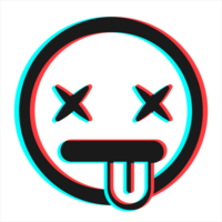 Cartoon smile emoticon symbol, icon in 3d effect with blue and red color png