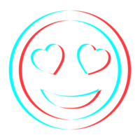 Cartoon smile emoticon symbol, icon in 3d effect with blue and red color png