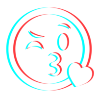 Cartoon smile emoticon symbol, icon in 3d effect with blue and red color png