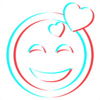 Cartoon smile emoticon symbol, icon in 3d effect with blue and red color png