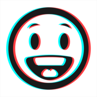 Cartoon smile emoticon symbol, icon in 3d effect with blue and red color png
