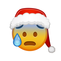 Christmas face with open mouth in cold sweat Large size of yellow emoji smile png