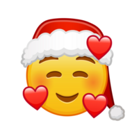 Christmas smiling face with smiling eyes and three hearts Large size of yellow emoji smile png