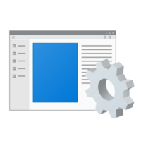 Computer program window with gear icon Settings icon or instruction png