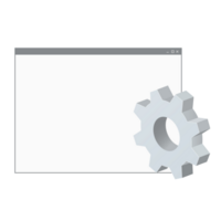 Computer program window with gear icon Settings icon or instruction png