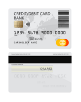 Credit or debit plastic bank card for apps and websites png