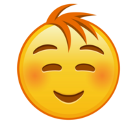 Embarrassed smiling face Large size of yellow emoji smile with hair png