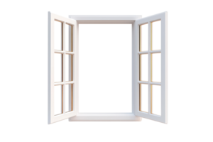 A white window with two open panes, showcasing a straightforward design and clean lines. png