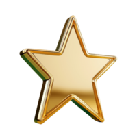 A shiny, golden star shape with a three-dimensional design, reflecting light and emphasizing its luxurious appearance. png