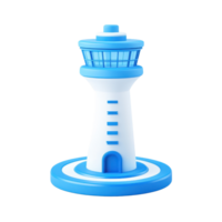 A blue and white lighthouse model featuring a circular base and a multi-tiered structure, designed for decorative or educational purposes. png