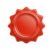 A bright red wax seal with a decorative edge, commonly used for authenticating documents and adding a touch of elegance. png