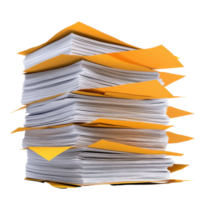A stack of documents with yellow folders, neatly arranged, showcasing organization and paperwork. png