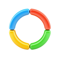 A circular arrangement of colorful segments in blue, red, yellow, and green, resembling a playful and vibrant design. png