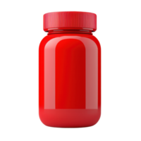 A vibrant red jar with a ribbed lid, showcasing a glossy surface that highlights its color. png