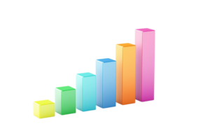 A series of colorful bar charts arranged in ascending order, illustrating growth or progress. png
