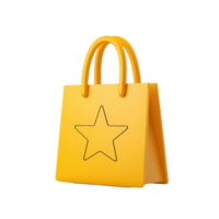 A vibrant yellow bag featuring a star design, showcasing a playful and contemporary style perfect for shopping or gifting. png