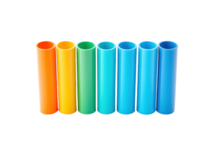 A vibrant arrangement of cylindrical tubes in various colors, creating a visually appealing gradient effect. png