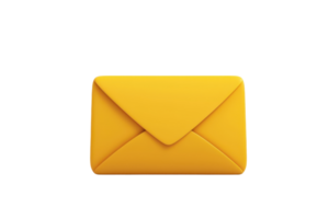 A vibrant yellow envelope with a classic triangular flap design, representing communication and mail delivery. png