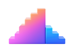 A stylized graphic representation of two ascending stair-like structures in gradient colors, symbolizing growth and progression. png