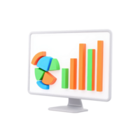 A modern computer monitor displaying colorful charts and graphs, illustrating data analysis and visualization. png