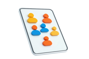 A colorful representation of user icons arranged in a grid, symbolizing social connections or community engagement. png