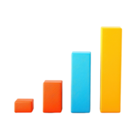 Colorful bar graph showcasing four ascending rectangular bars, representing growth or progress in a visual format. png