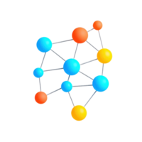 A colorful molecular structure featuring various sized spheres interconnected by lines. png