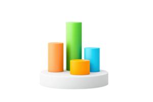 Colorful cylindrical shapes of varying heights arranged on a circular base, showcasing a playful and vibrant design. png