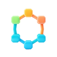 A colorful, circular arrangement of hexagonal shapes, featuring a mix of vibrant colors including green, blue, orange, and yellow. png