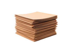A stack of neatly arranged, light brown sheets of paper, showcasing a smooth texture and uniform shape. png