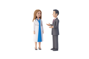 A doctor and a patient engaged in a conversation, depicting a professional dialogue in a healthcare setting. png