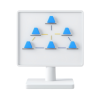 uma monitor exibindo uma rede diagrama apresentando azul nós conectado de linhas, ilustrando relacionamentos ou dados fluxo. png
