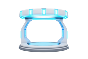 A futuristic platform featuring a circular design with illuminated accents, ideal for sci-fi themes or technology-related concepts. png