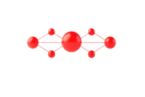A stylized representation of red spheres connected by lines, symbolizing molecular structures or chemical compounds. png