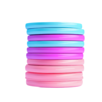 A stack of colorful rings arranged in a vibrant gradient from blue to pink. png