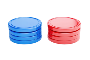 Stacked blue and red circular containers with smooth surfaces, showcasing a vibrant color contrast and a simple design. png
