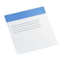 A blank notepad with a blue header and horizontal lines for writing notes. png